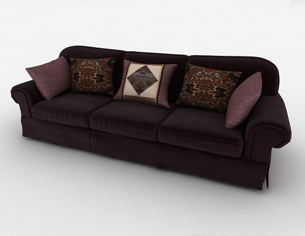 现代棕色家居沙发3d模型下载