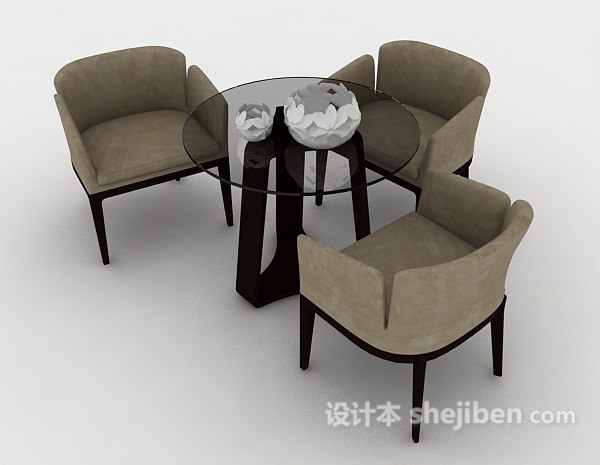 免费休闲三人桌椅组合3d模型下载