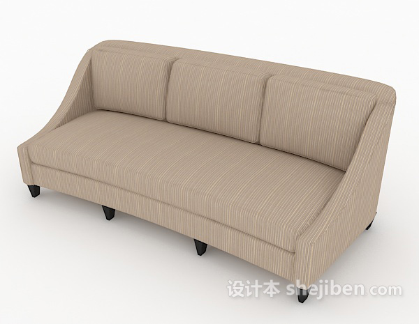 免费灰色系三人沙发3d模型下载