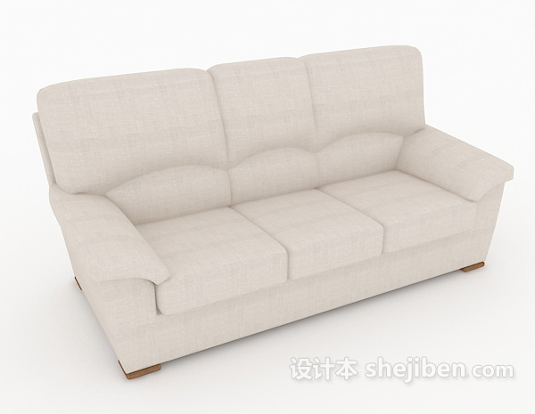 白色休闲多人沙发3d模型下载