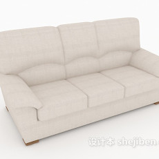 白色休闲多人沙发3d模型下载