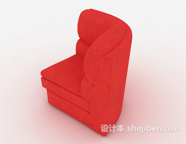 免费大红色单人沙发3d模型下载