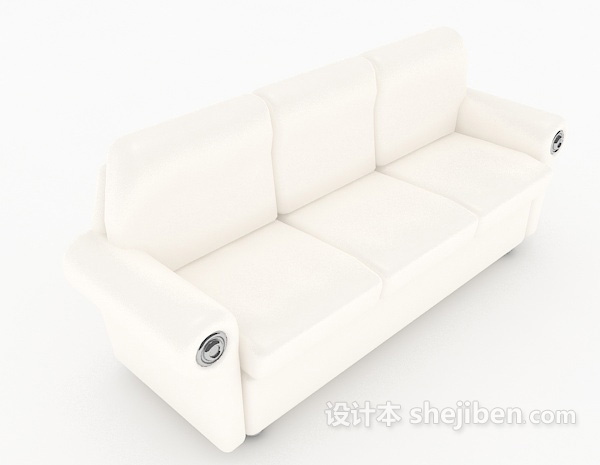 白色现代多人沙发3d模型下载