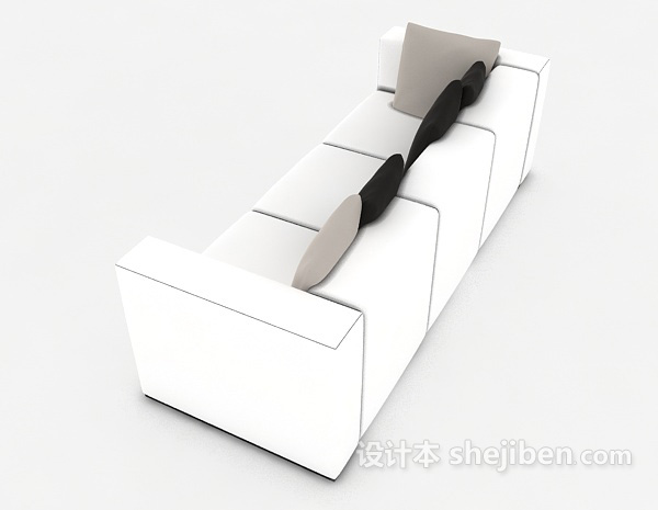 设计本白色简易三人沙发3d模型下载
