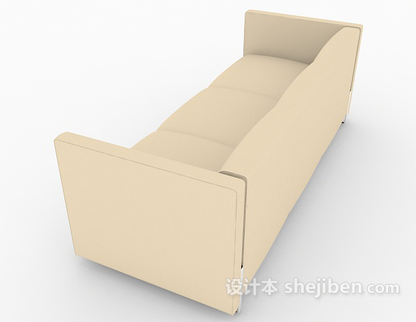 设计本黄色浅系列多人沙发3d模型下载