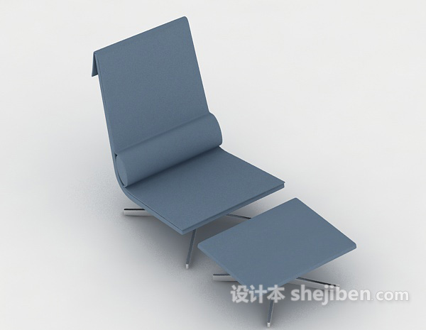 蓝色简单休闲椅3d模型下载
