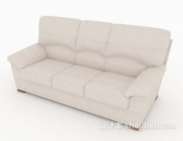 免费白色休闲多人沙发3d模型下载