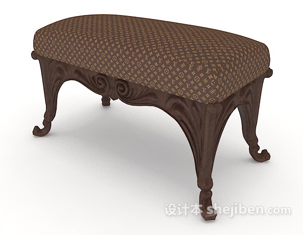 免费欧式实木沙发凳3d模型下载