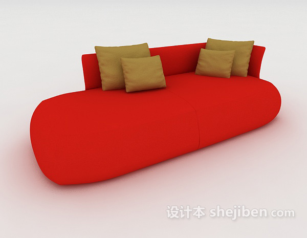 免费简约红色双人沙发3d模型下载