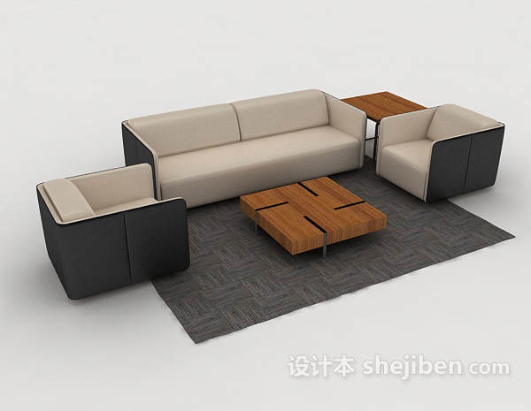 现代简约灰棕色组合沙发