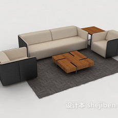 现代简约灰棕色组合沙发3d模型下载