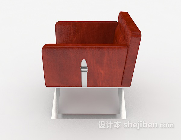 设计本棕色皮质沙发椅3d模型下载