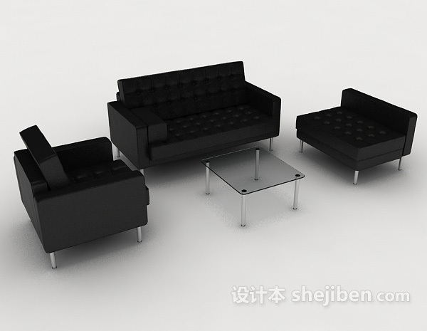 免费商务现代黑色组合沙发3d模型下载