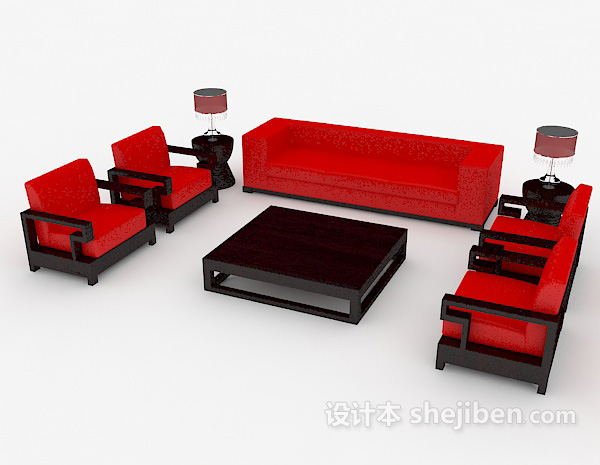 免费新中式风格家居组合沙发3d模型下载