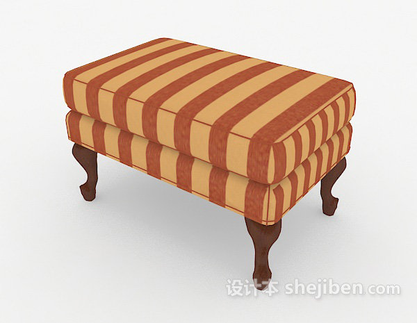 免费田园条纹沙发凳3d模型下载