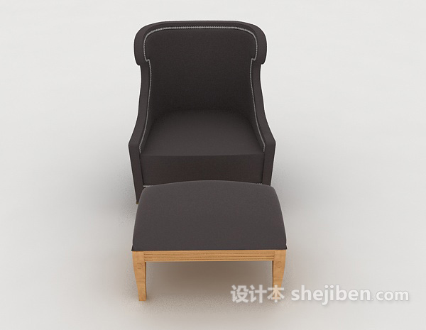 现代风格现代简单灰色单人沙发3d模型下载