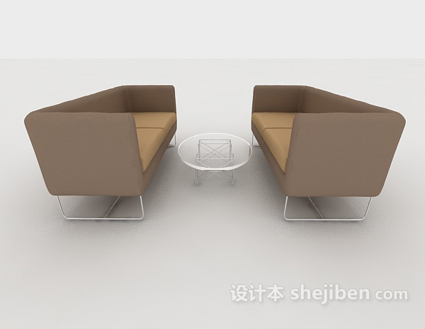 休闲棕色桌椅组合3d模型下载