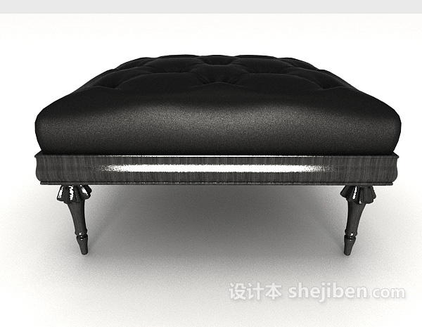 欧式风格欧式黑色沙发凳子3d模型下载