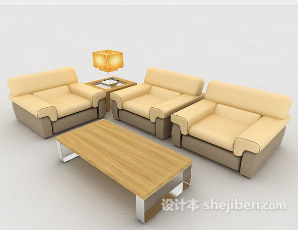 温馨暖黄组合沙发