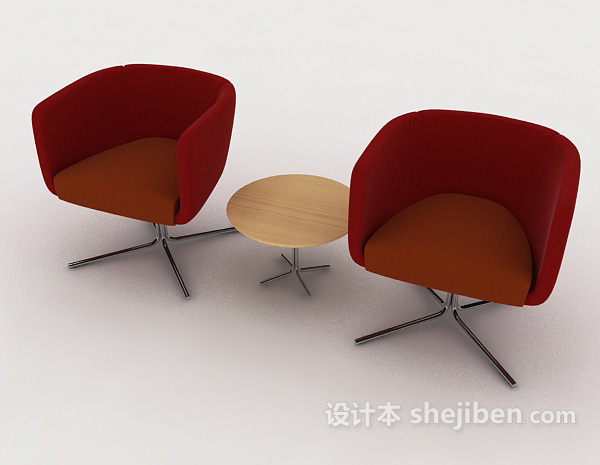 现代红色桌椅3d模型下载