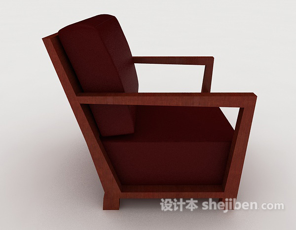 设计本简约木质红色家居椅3d模型下载