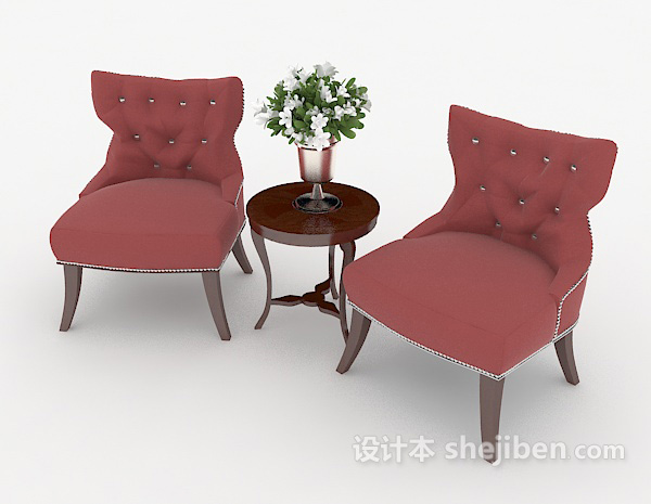 免费欧式简约单人沙发组合3d模型下载