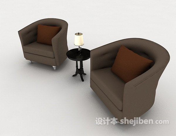 现代单人沙发组合3d模型下载