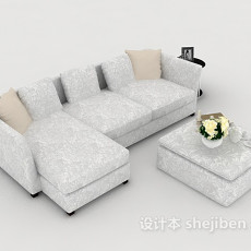 家居灰色花纹多人沙发3d模型下载