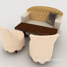 简单居家欧式组合沙发3d模型下载