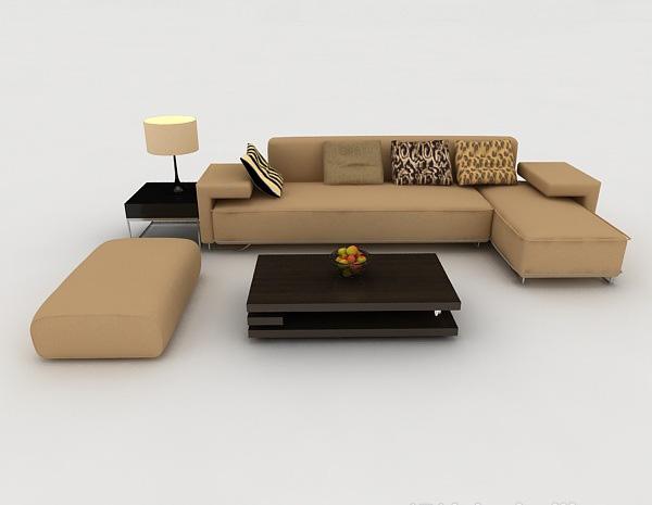 现代风格家居简约棕色休闲组合沙发3d模型下载