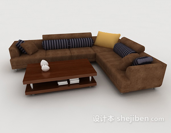 免费新中式组合沙发3d模型下载