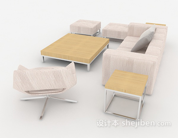 设计本淡紫色组合沙发3d模型下载