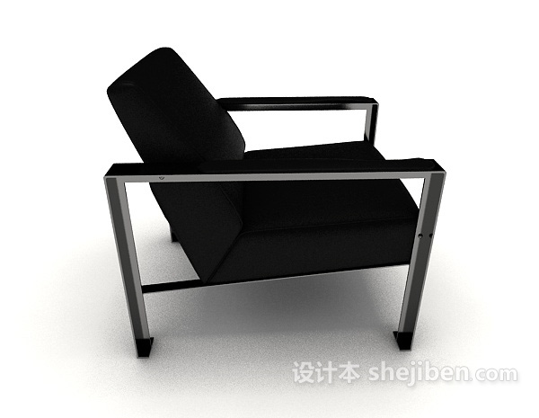 设计本现代黑色个性单人沙发3d模型下载
