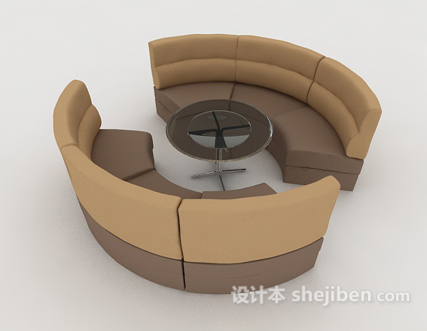 免费现代简约卡座桌椅组合3d模型下载