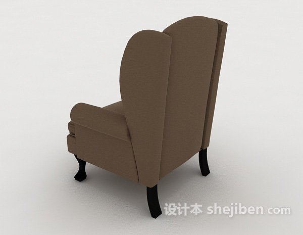 设计本简欧棕色单人沙发3d模型下载
