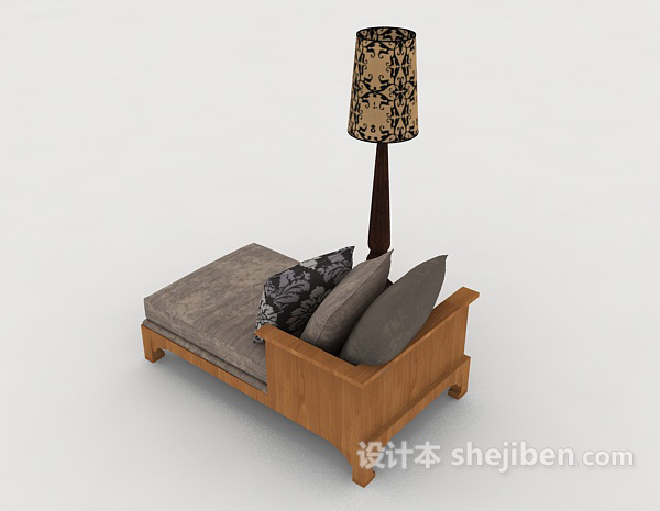 设计本新中式木质沙发躺椅3d模型下载