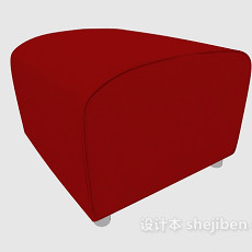 红色现代沙发凳3d模型下载