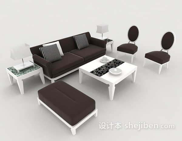 现代简约深棕色组合沙发