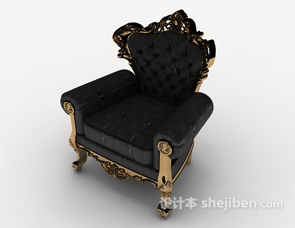 免费欧式华丽单人沙发3d模型下载