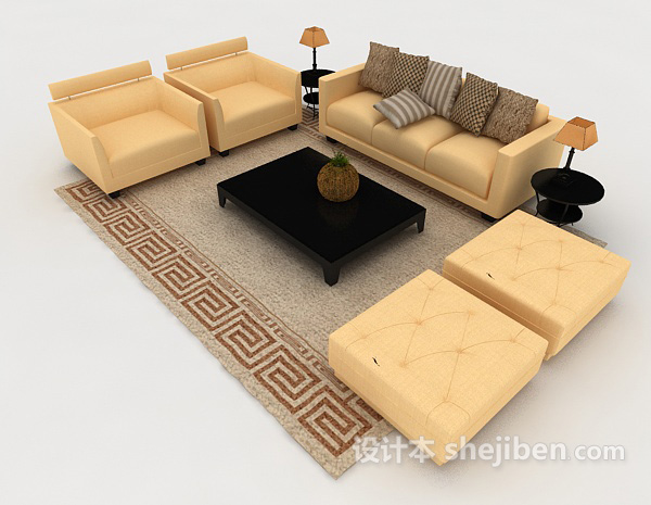 设计本黄色家居组合沙发3d模型下载