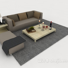 家居灰色简约组合沙发3d模型下载