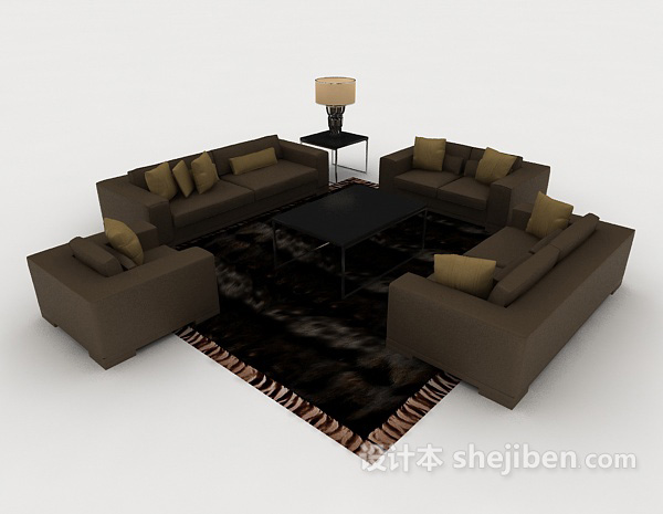 家居简约休闲棕色组合沙发3d模型下载