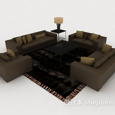 家居简约休闲棕色组合沙发3d模型下载