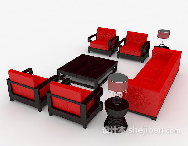 设计本新中式风格家居组合沙发3d模型下载