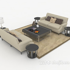 现代灰色休闲组合沙发3d模型下载