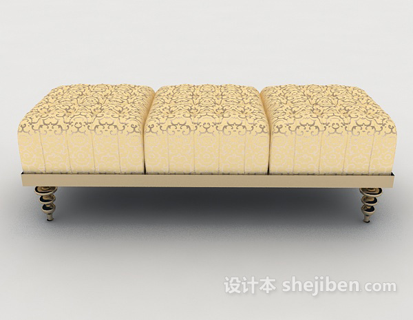 免费欧式黄色沙发长凳3d模型下载