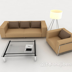 现代家居棕色组合沙发3d模型下载