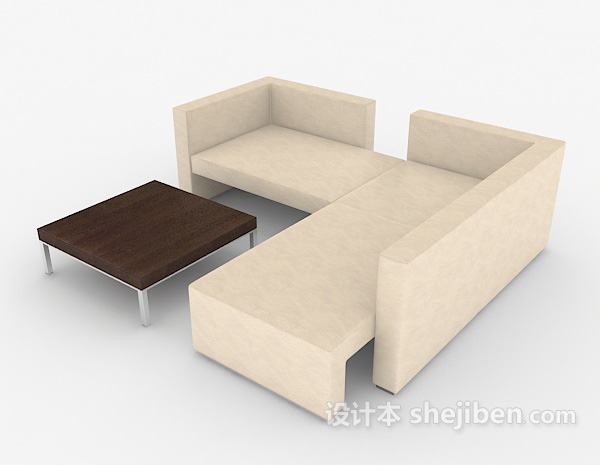 现代风格现代简约米白色多人沙发3d模型下载
