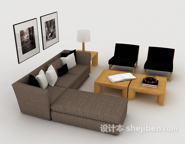 设计本现代简便组合沙发3d模型下载