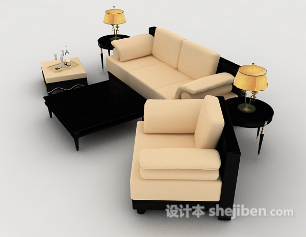 设计本家居暖黄色组合沙发3d模型下载